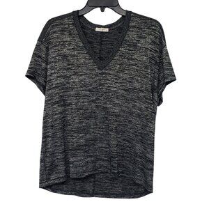 Rag & Bone Gray Heathered V Neck Relaxed Fit Tee Shirt Short Sleeve M Basic